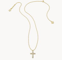 Load image into Gallery viewer, Cross Gold Pendant Necklace in White CZ