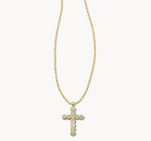 Load image into Gallery viewer, Cross Gold Pendant Necklace in White CZ
