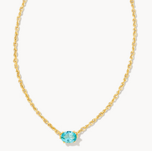 Load image into Gallery viewer, Cailin Gold Pendant Necklace in Aqua Crystal