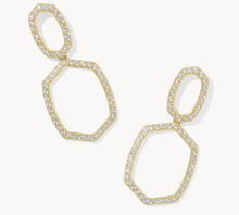 Load image into Gallery viewer, Daphne Pave Gold Open Frame Earrings