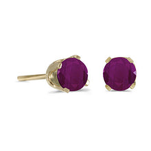 Load image into Gallery viewer, 14 karat yellow gold 4mm Ruby stud earrings.