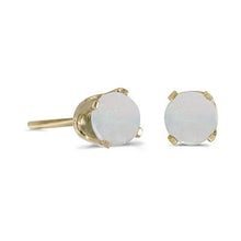 Load image into Gallery viewer, 14 karat yellow gold 4mm Opal stud earrings.
