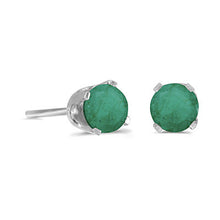 Load image into Gallery viewer, 14 karat white gold 4mm Emerald stud earrings.