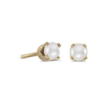 Load image into Gallery viewer, 14 karat yellow gold 3mm Pearl stud earrings.