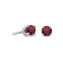 Load image into Gallery viewer, 14 karat white gold 3mm Garnet stud earrings.