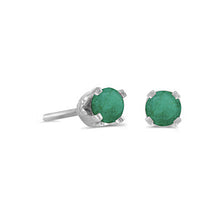 Load image into Gallery viewer, 14 karat white gold 3mm Emerald stud earrings.