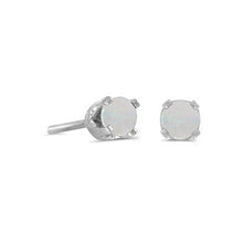 Load image into Gallery viewer, 14 karat white gold 3mm Opal stud earrings.
