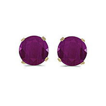 Load image into Gallery viewer, 14 karat yellow gold 5mm Ruby stud earrings.