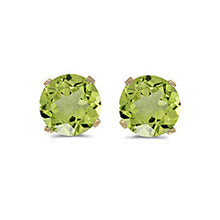 Load image into Gallery viewer, 14 karat yellow gold 5mm Peridot stud earrings.