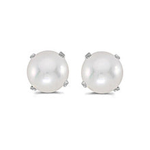 Load image into Gallery viewer, 14 karat white gold 5mm Pearl stud earrings.