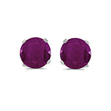 Load image into Gallery viewer, 14 karat white gold 5mm Ruby stud earrings.
