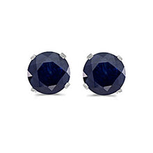 Load image into Gallery viewer, 14 karat white gold 5mm Blue Sapphire stud earrings.