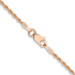 1.5mm Rope Chain Necklace Solid 14K Rose Gold 18"