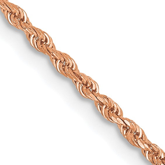 1.5mm Rope Chain Necklace Solid 14K Rose Gold 18