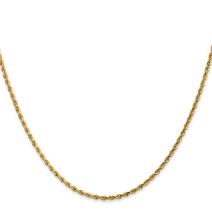 1.75mm Rope Chain Necklace Solid 14K Yellow Gold 18"