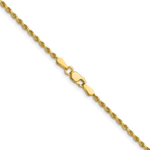 1.75mm Rope Chain Necklace Solid 14K Yellow Gold 18"