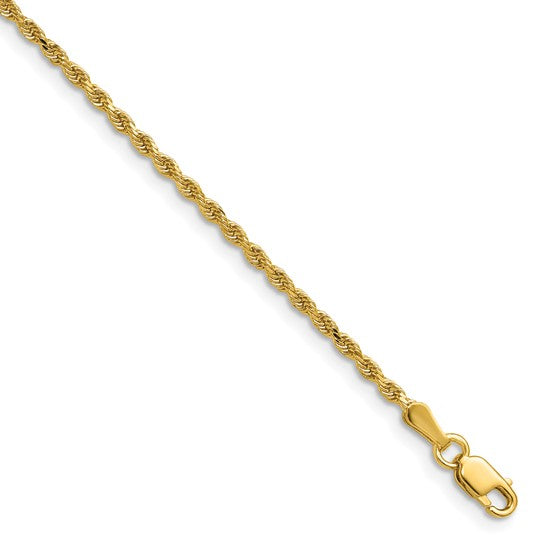 1.75mm Rope Chain Necklace Solid 14K Yellow Gold 18