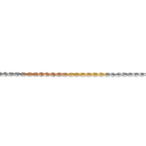 2.5mm Rope Chain Necklace Solid 14K Tri Gold 24"