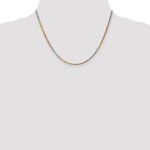 2.5mm Rope Chain Necklace Solid 14K Tri Gold 18"