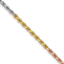 Load image into Gallery viewer, 2.5mm Rope Chain Necklace Solid 14K Tri Gold 24&quot;
