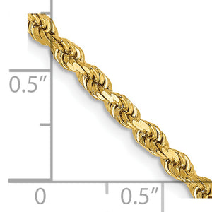 14k 2.75mm Diamond-cut Rope with Lobster Clasp Chain