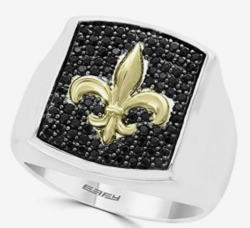 Effy 18k Yellow Gold and Silver Black Sapphire Ring