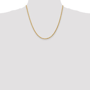 3mm Rope Chain Necklace Solid 14K Yellow Gold 20"