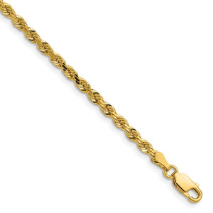 3mm Rope Chain Necklace Solid 14K Yellow Gold 24"