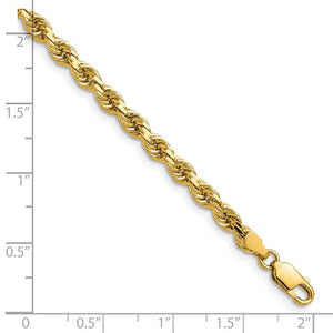 4mm Rope Chain Necklace Solid 14K Yellow Gold 24"