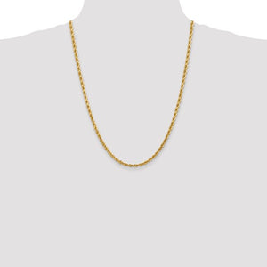 4mm Rope Chain Necklace Solid 14K Yellow Gold 24"