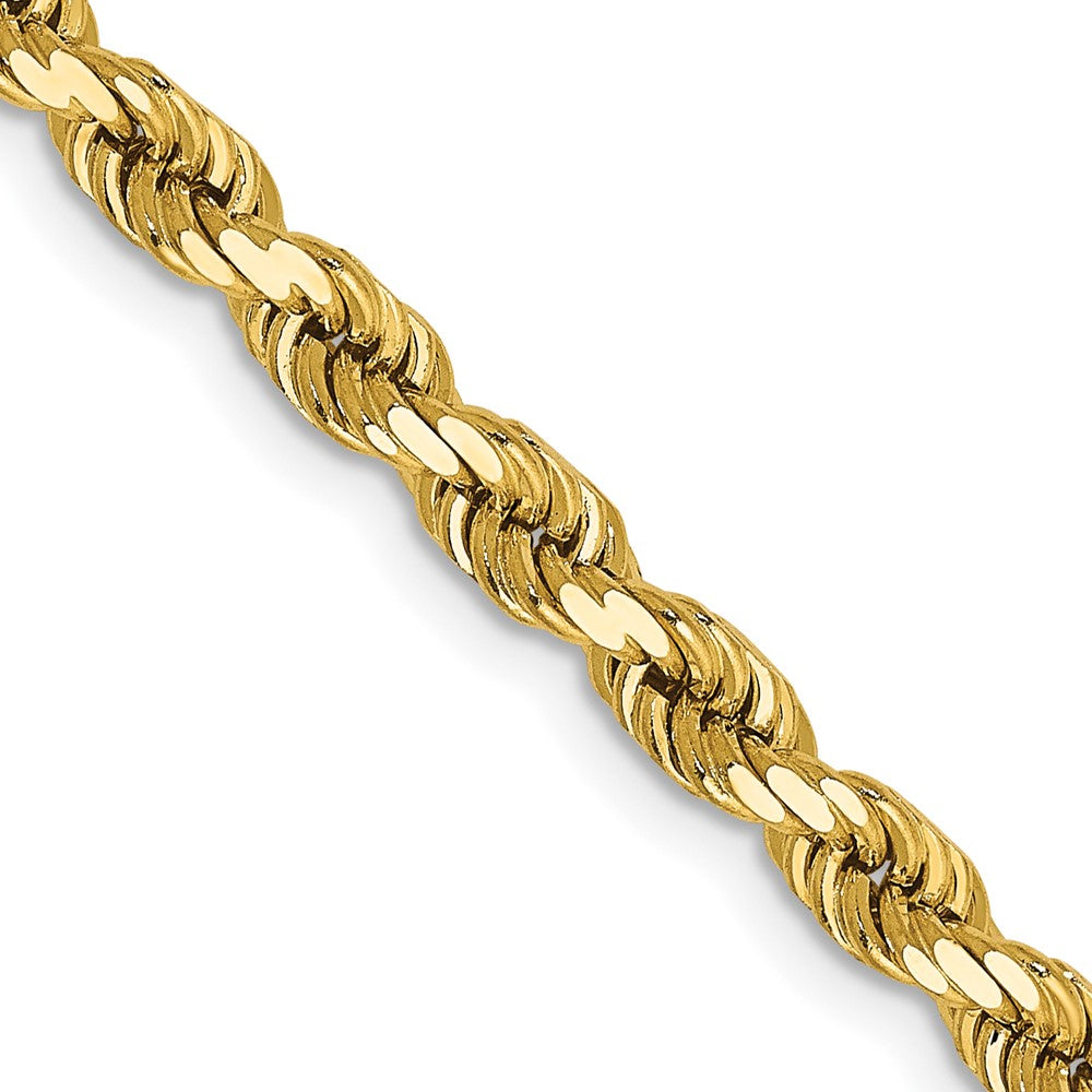 4mm Rope Chain Necklace Solid 14K Yellow Gold 24