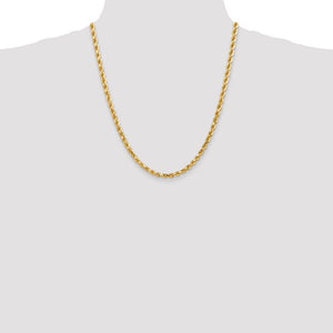 4.5mm Rope Chain Necklace Solid 14K Yellow Gold 22"