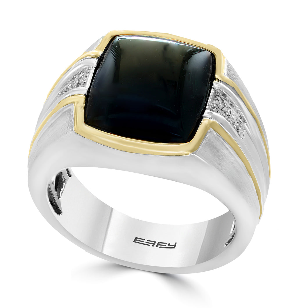 Men's 14k Yellow and Sterling Silver Black Onyx Ring