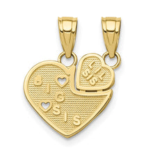 Load image into Gallery viewer, 10K BIG SIS, Lil SIS Break-Apart Heart Charm
