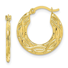 Load image into Gallery viewer, 10k Patterned Hollow Hoop Earrings
