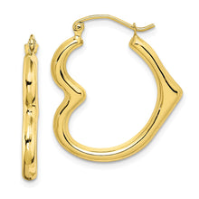 Load image into Gallery viewer, 10K Hollow Heart Shape Hoop Earrings
