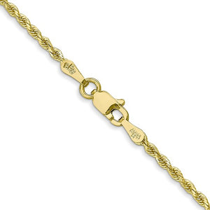 1.75mm Rope Chain Necklace Solid 10K Yellow Gold 20"