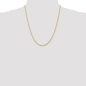 2mm Rope Chain Necklace Solid 10K Yellow Gold 22"
