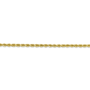 2.25mm Rope Chain Necklace Solid 10K Yellow Gold 20"