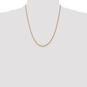 2.25mm Rope Chain Necklace Solid 10K Yellow Gold 20"