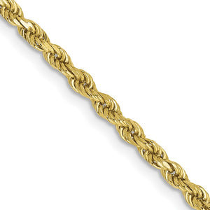 2.25mm Rope Chain Necklace Solid 10K Yellow Gold 20"