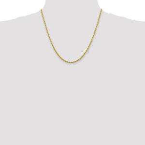 2.75mm Rope Chain Necklace Solid 10k Yellow Gold 20"