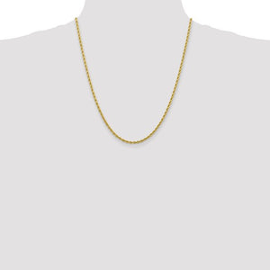 2.75mm Rope Chain Necklace Solid 10K Yellow Gold 22"