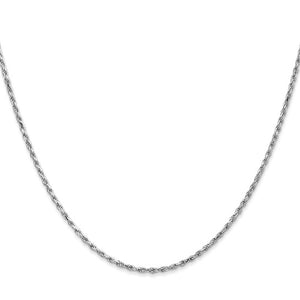1.6mm Rope Chain Necklace Solid 14K White Gold 20"