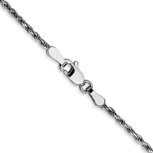 1.6mm Rope Chain Necklace Solid 14K White Gold 20"