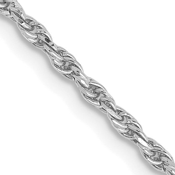 1.6mm Rope Chain Necklace Solid 14K White Gold 20