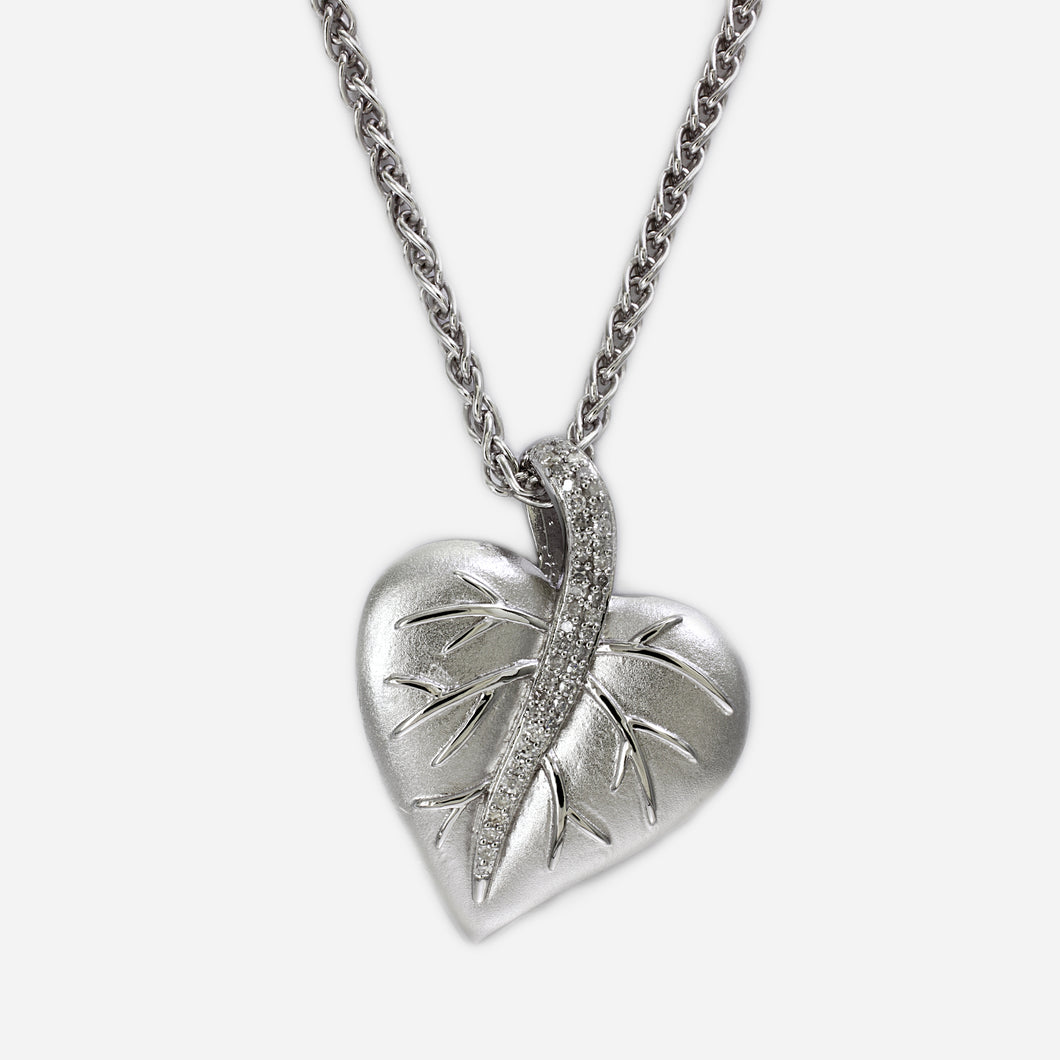 Effy Silver Heart and Diamond Necklace
