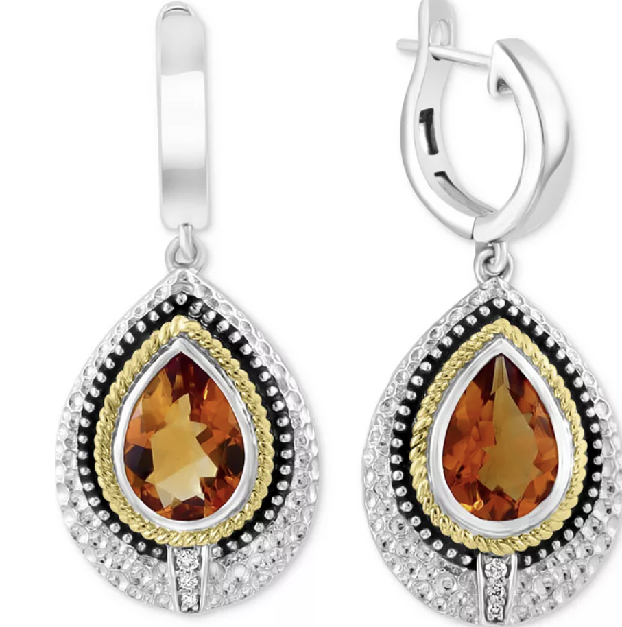 Effy Sterling Silver Citrine Dangle Earrings