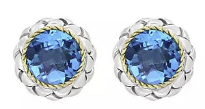 Effy 18k Yellow Gold and Sterling Silver Blue Topaz Earrings