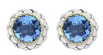 Effy 18k Yellow Gold and Sterling Silver Blue Topaz Earrings